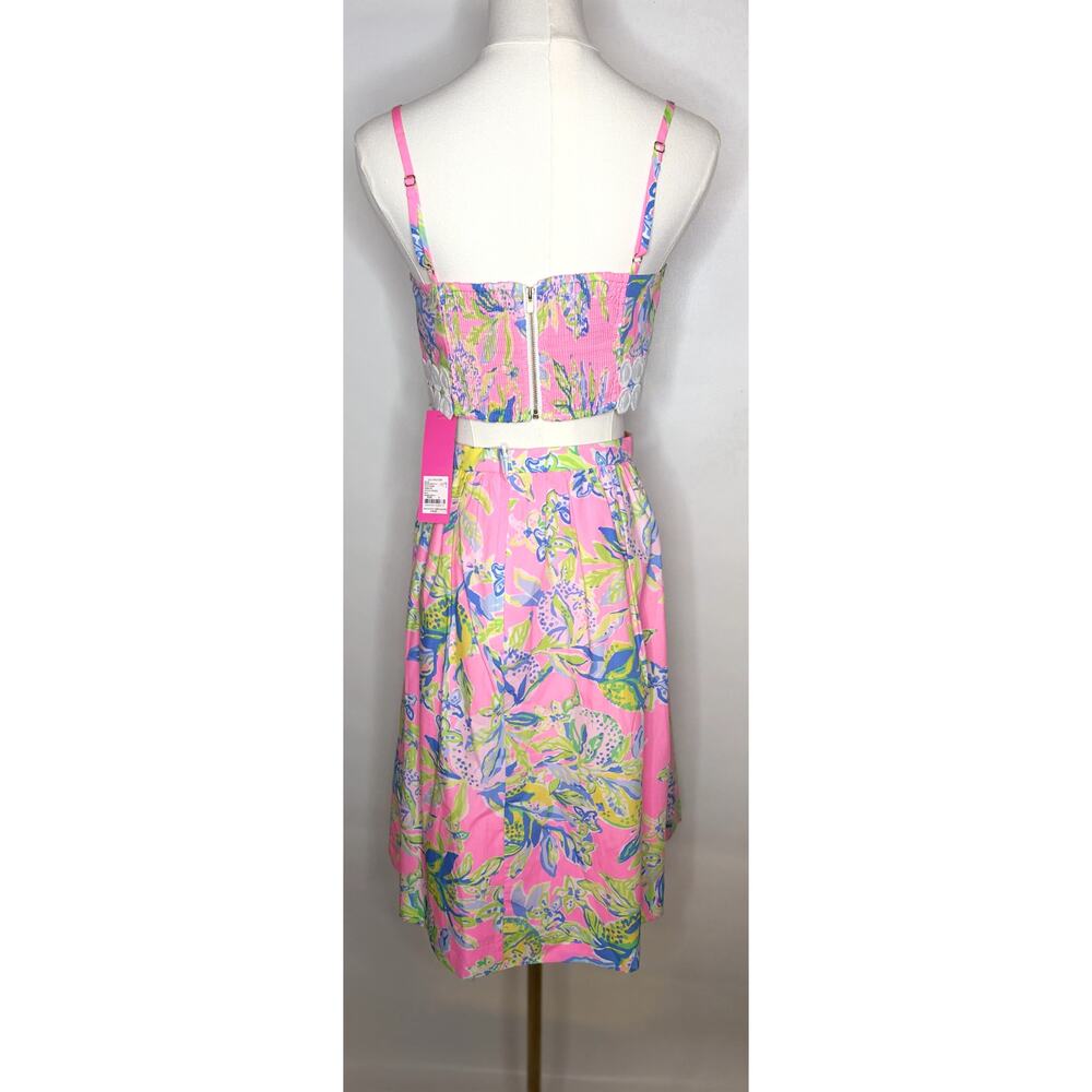 Lilly Pulitzer Pink Tropical Print Two-Piece Crop Top & Midi Skirt Set NWT - Picture 6 of 11